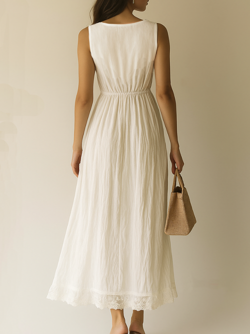 Bohemian Embroidered Sleeveless Chiffon Maxi Dress