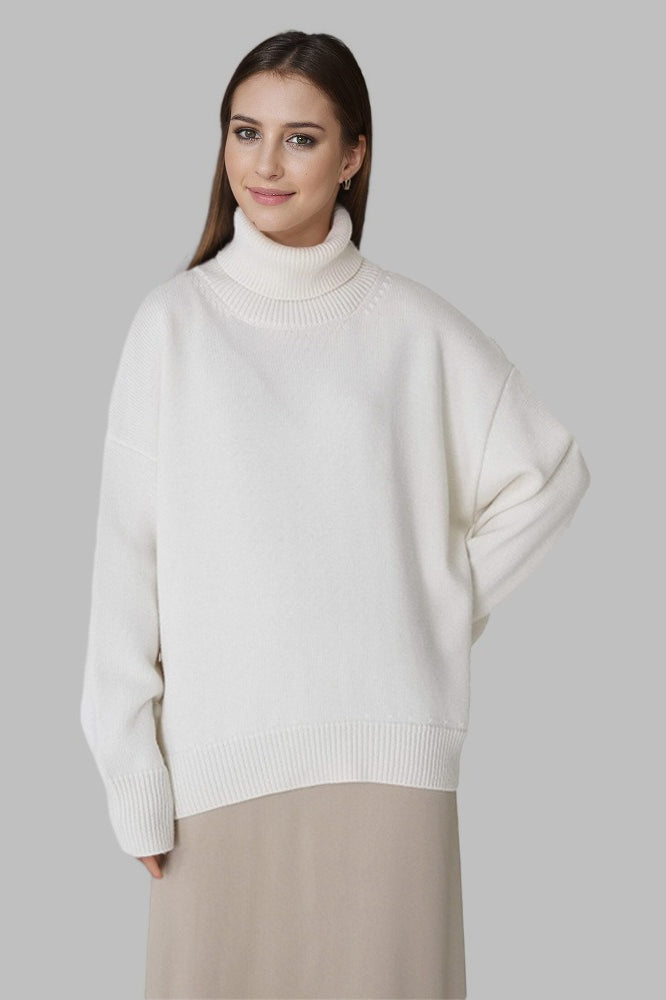 Oversized Cape Sleeve Turtleneck Knit Sweater