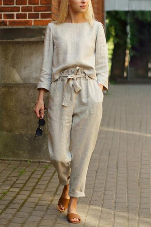Women's Solid Color Fashion Leisure Suit Two-piece Set Suit