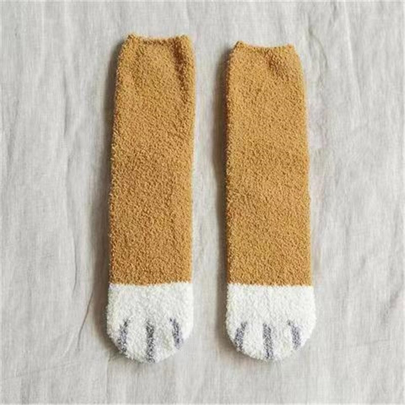 Lovely Cat Paw Inspired Fuzzy Plush Socks