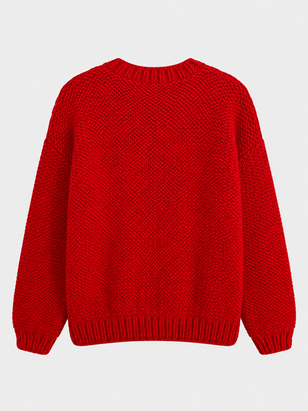 Braided Heart Crew Neck Oversized Knit Sweater