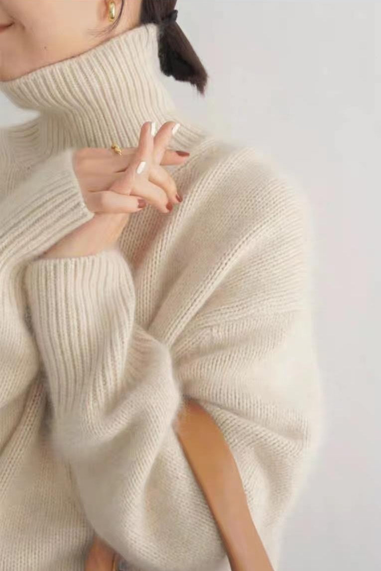 Plush Turtleneck Oversized Knit Sweater
