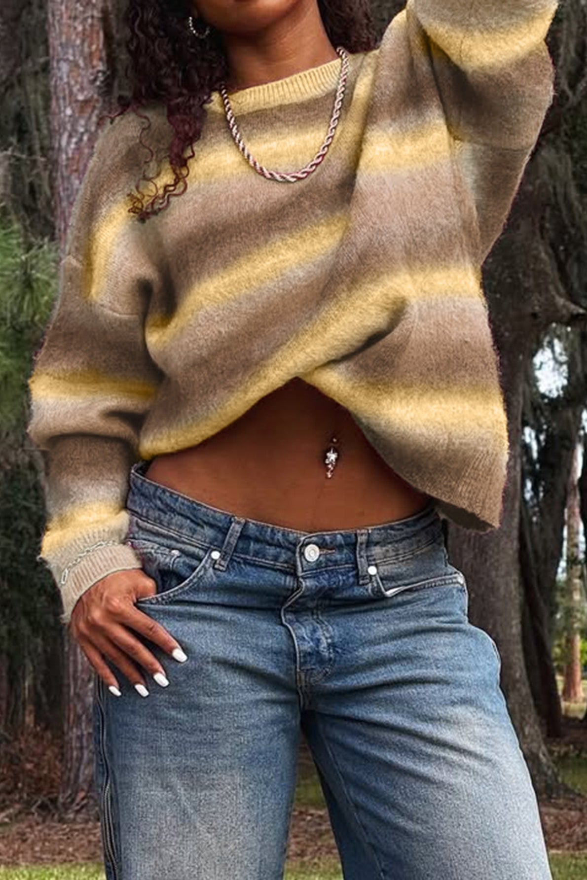 Ombre Crew Neck Relaxed Sweater