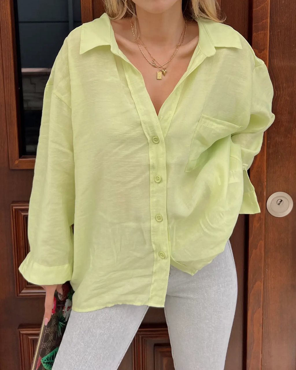 Linen-Blend Oversized Button-Down Longline Shirt