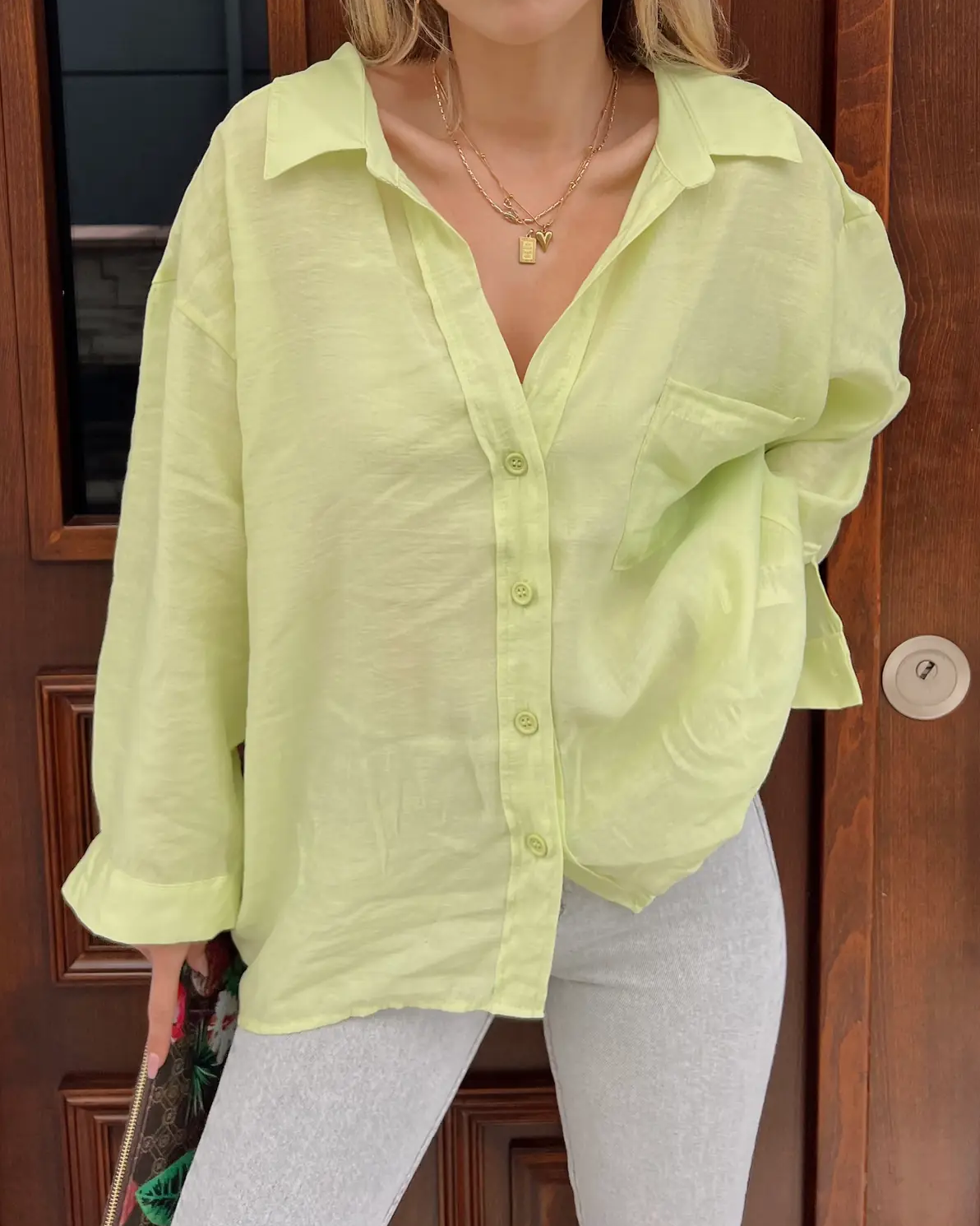 Linen-Blend Oversized Button-Down Longline Shirt