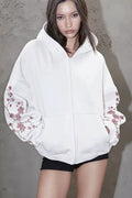 White Cherry Blossom Sleeve Hoodie