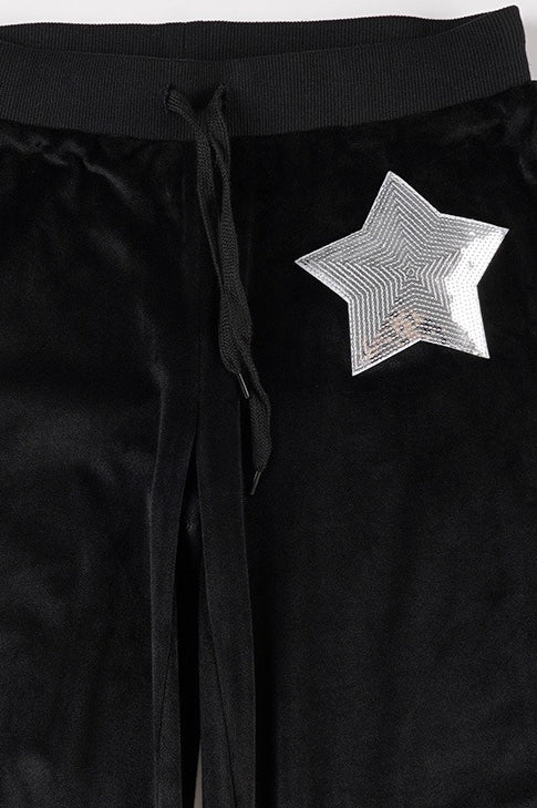 Star Applique Drawstring Flared Pants