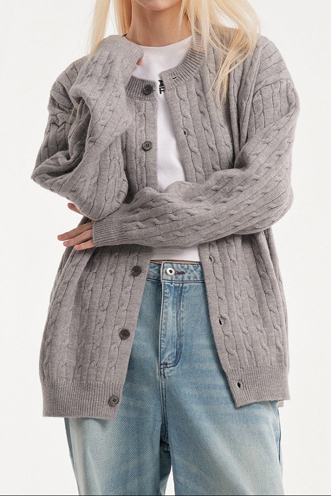 Relaxed Fit Cable Cardigan