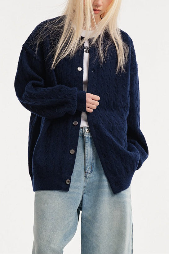 Relaxed Fit Cable Cardigan