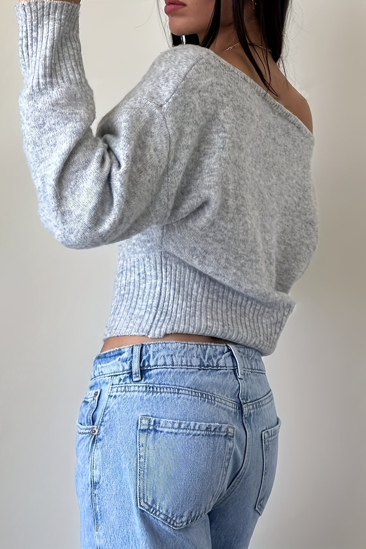 Off Shoulder Cropped Sweater