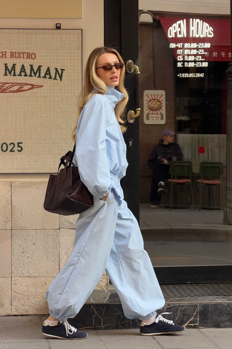 Stand Collar Jacket Jogger Pants Set