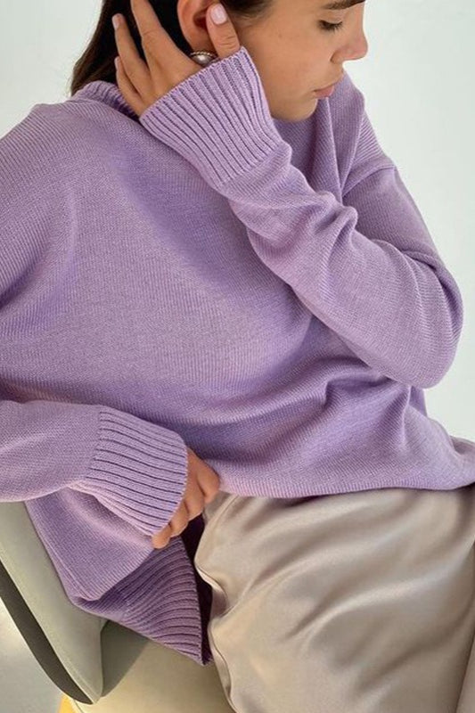 Oversized Cape Sleeve Turtleneck Knit Sweater