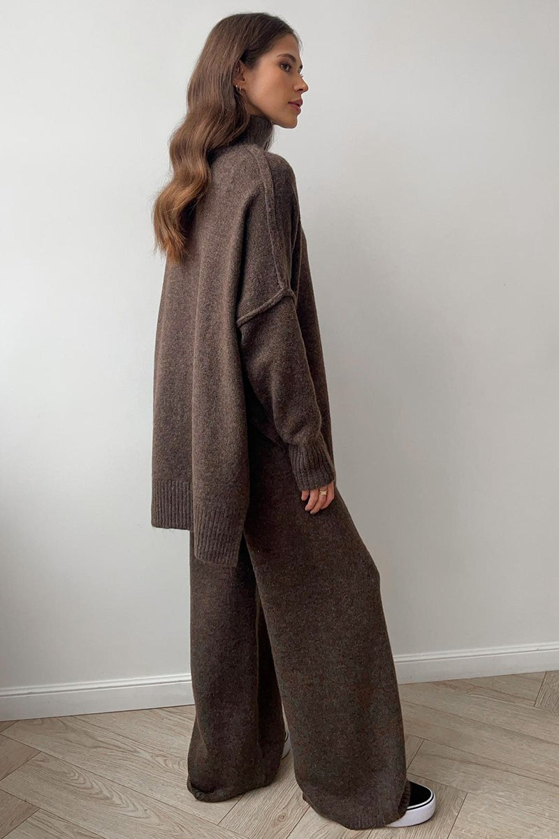 Oversized Turtleneck Sweater Wide Leg Pants Set