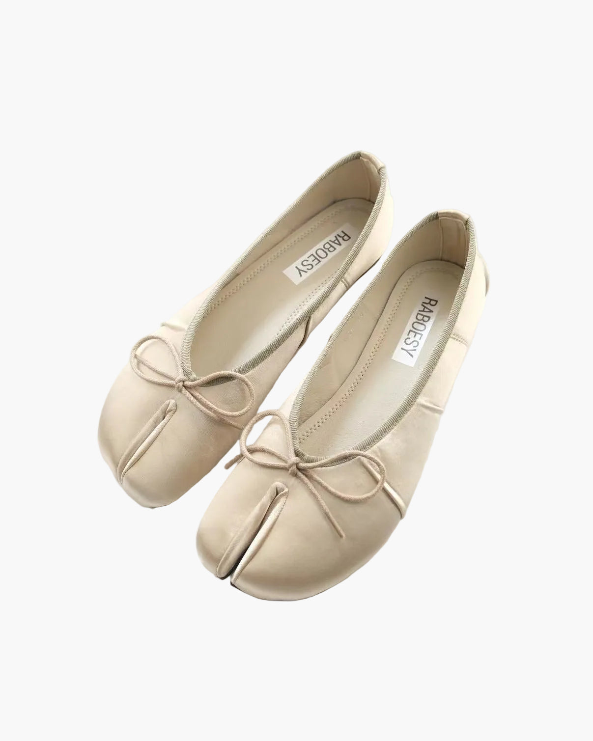 Satin Wrinkles Tabi Ballet Flats