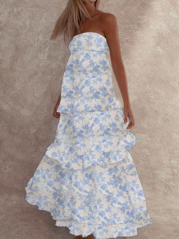 Floral maxi dress blue