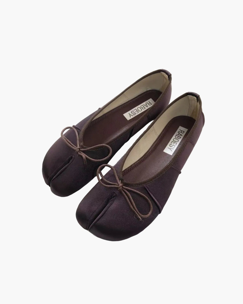 Satin Wrinkles Tabi Ballet Flats