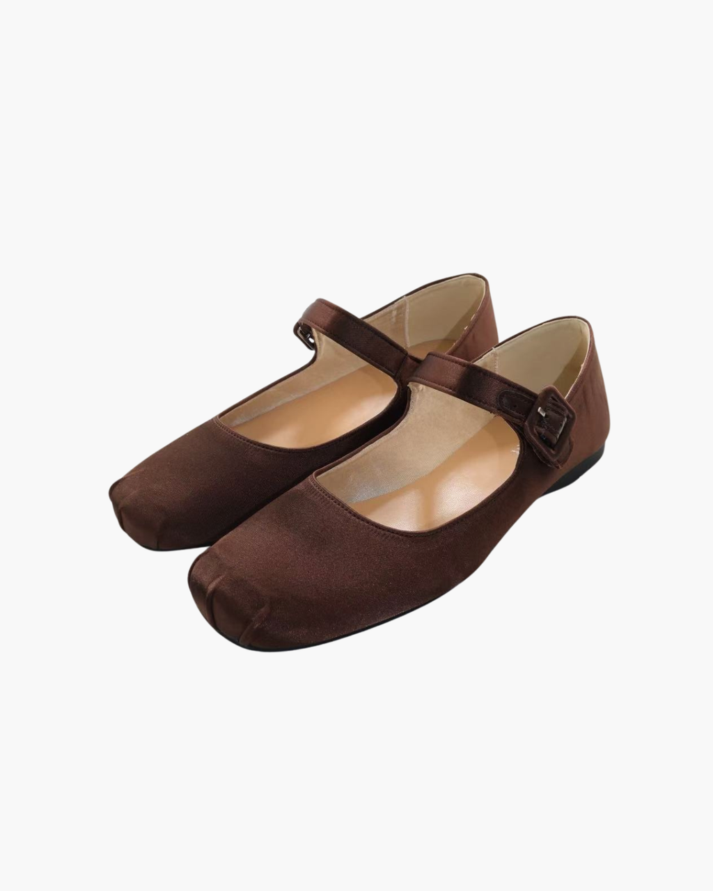Satin Square Toe Mary Jane Flats