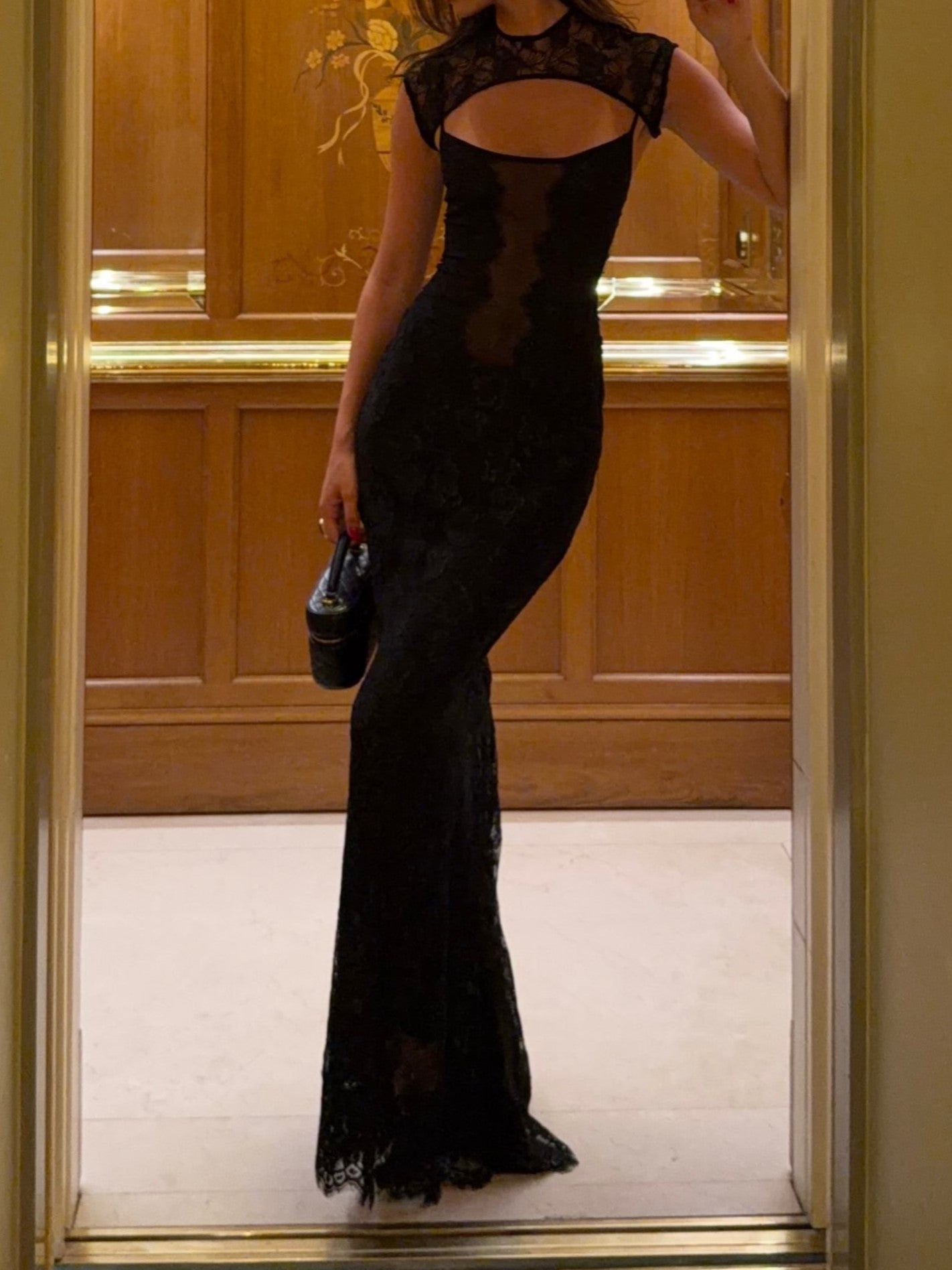 Sheer Lace Backless Spaghetti Strap Mermaid Dress