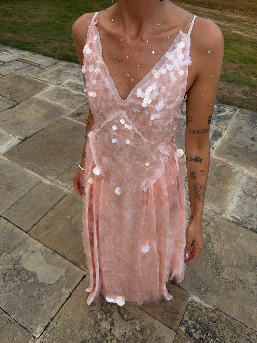 Pink Paillette Tulle Maxi Dress