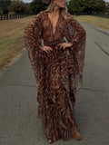 Brown Leopard Print Sheer Maxi Dress