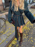 Green Belted Structured Coat