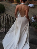 Cream Sheer Lace Halter Maxi Dress