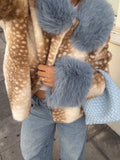 Cream Leopard Print Faux Fur Jacket