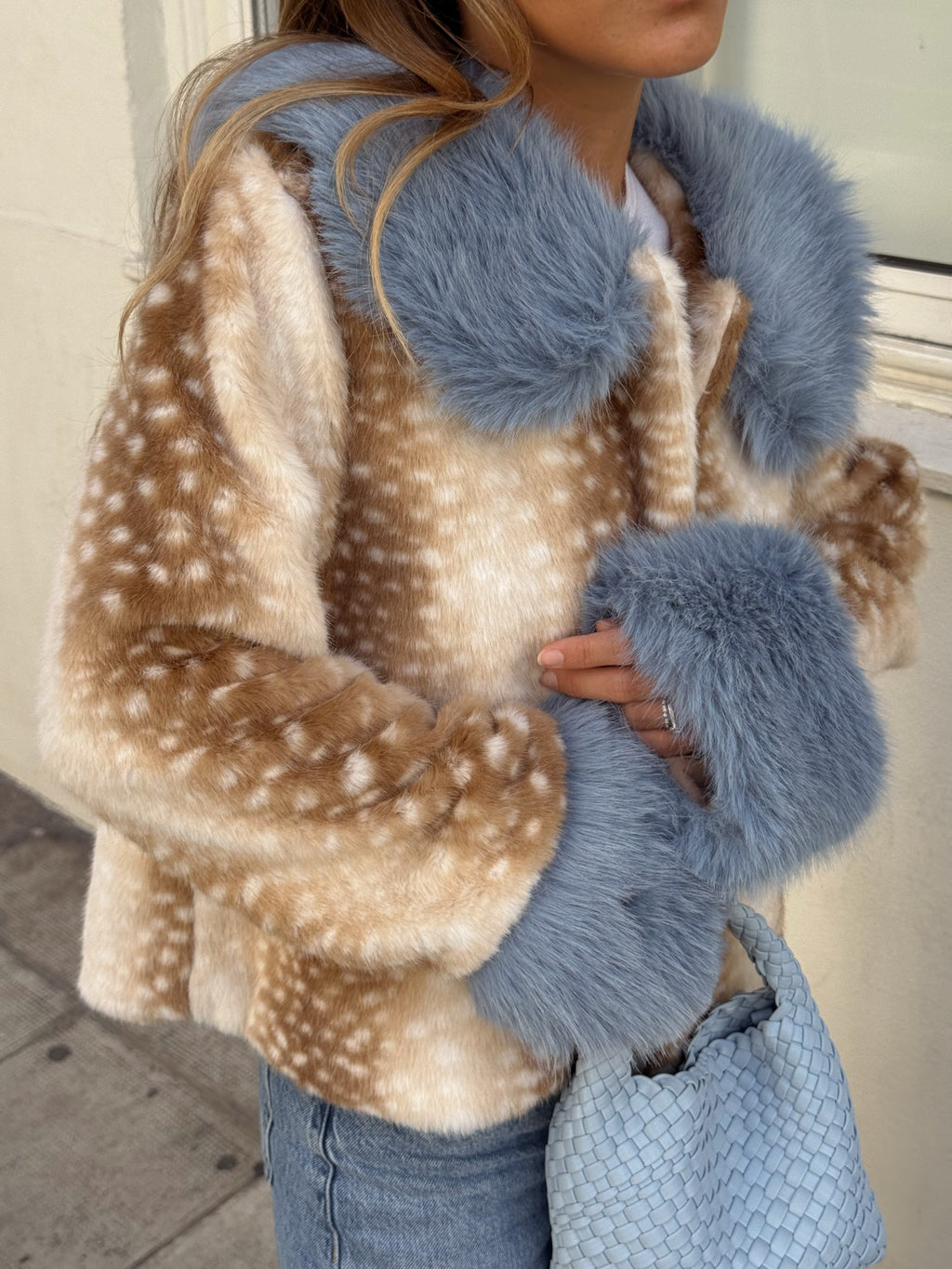 Cream Leopard Print Faux Fur Jacket