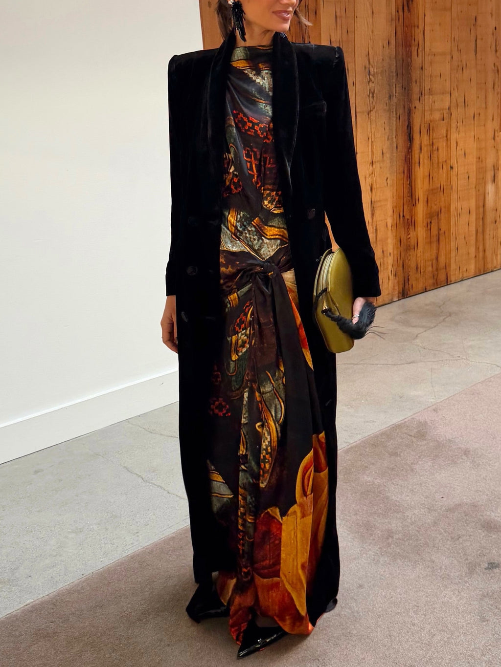 Multicolor Abstract Print Draped Maxi Dress