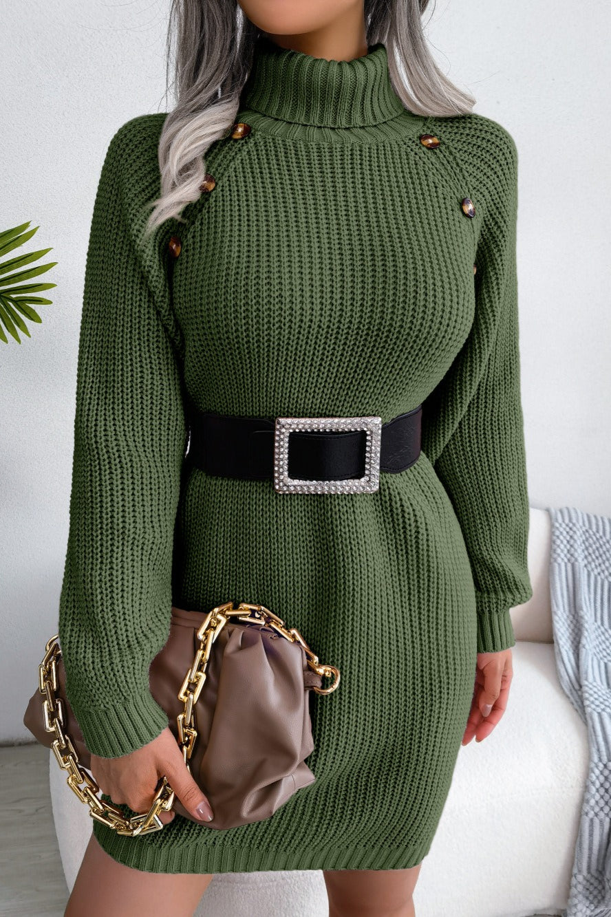 Long Sleeve Button Knit Sweater Dress