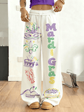 Women's Mardi Gras Printed Casual Fleece Sweatpants