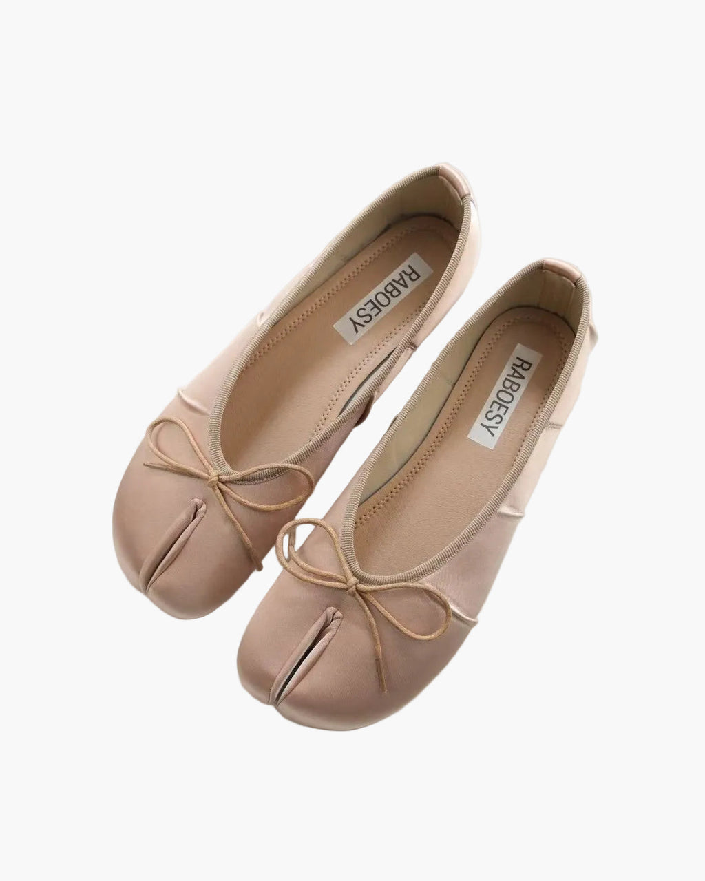 Satin Wrinkles Tabi Ballet Flats