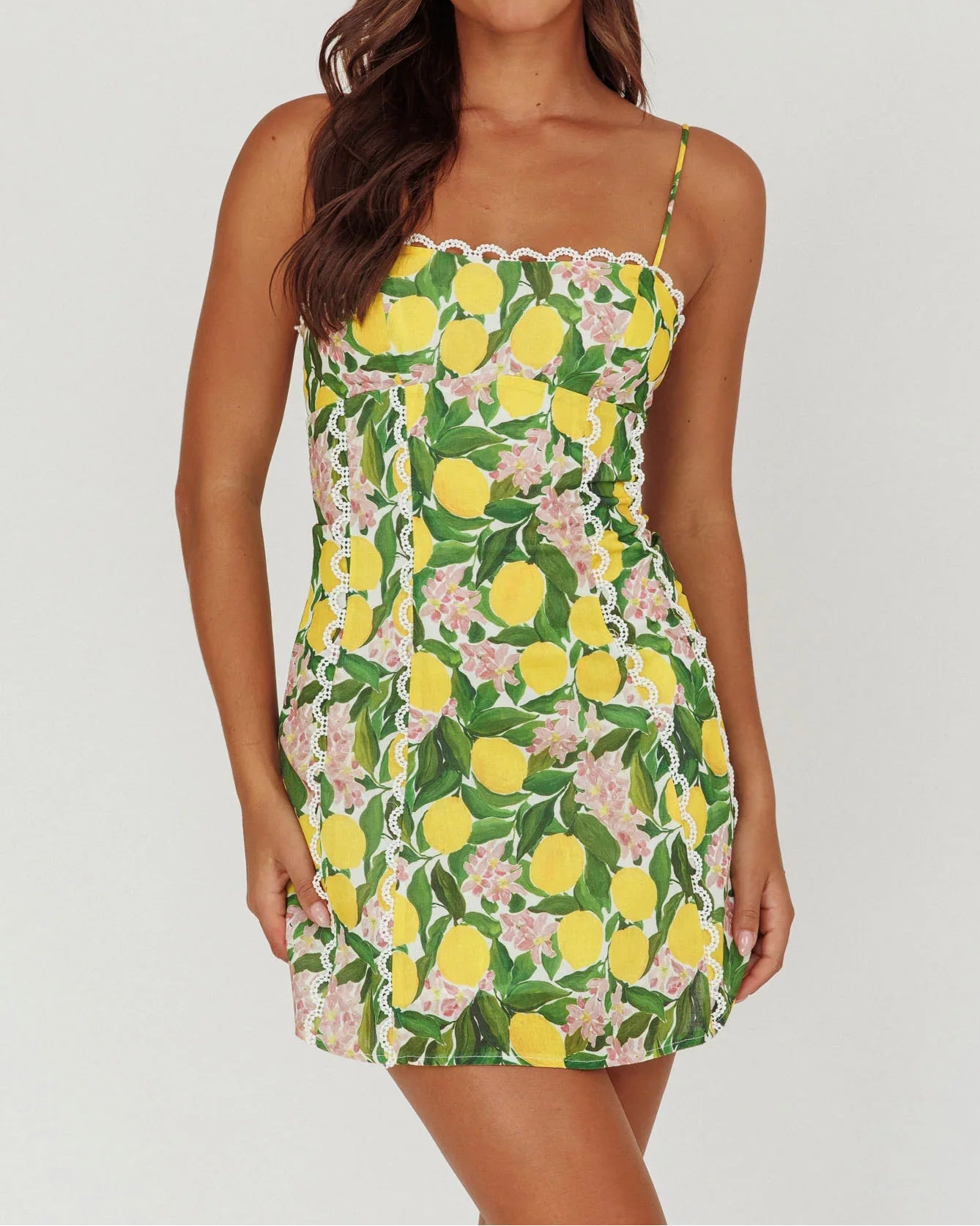 Chamberlain Scallop Trim Mini Dress Citrus Lemon