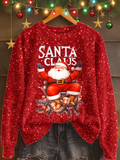 Fun Santa Claus Printed Long Sleeve Casual Top