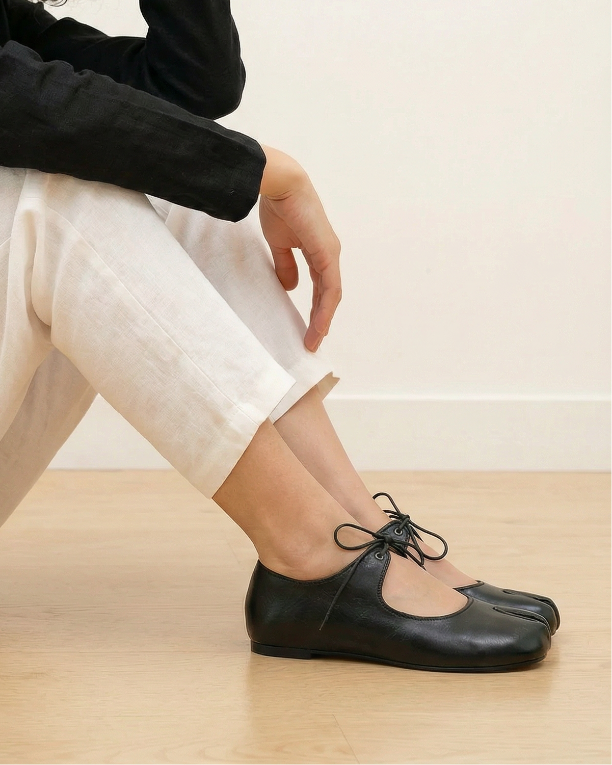 Lace Up Tabi Flats
