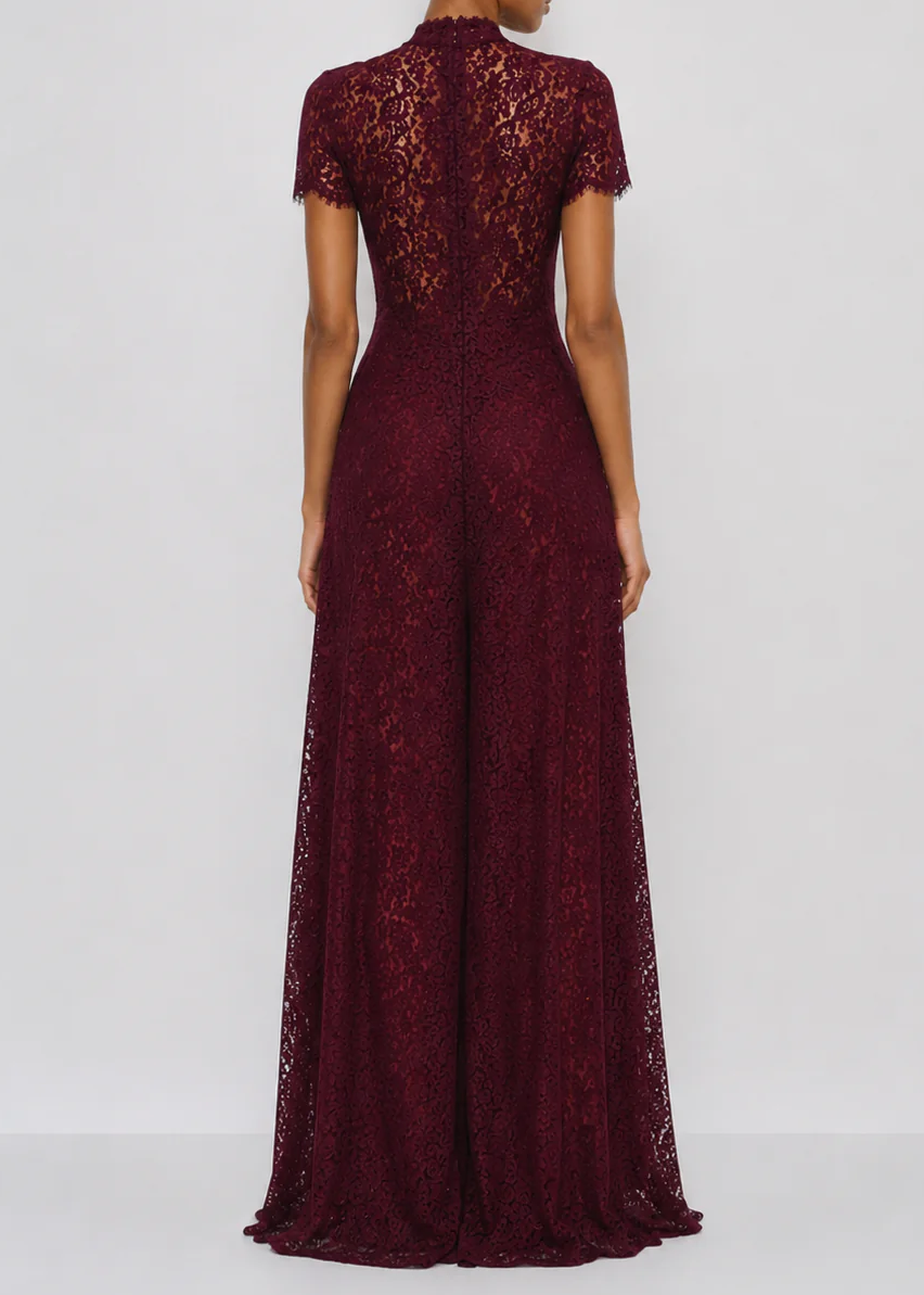 Sheer Lace Cutout High Neck Top（Only tops）