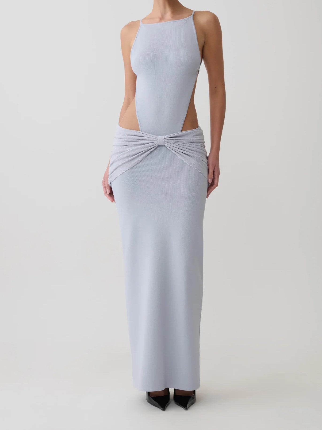 Ivory Halter Cutout Twist Maxi Dress