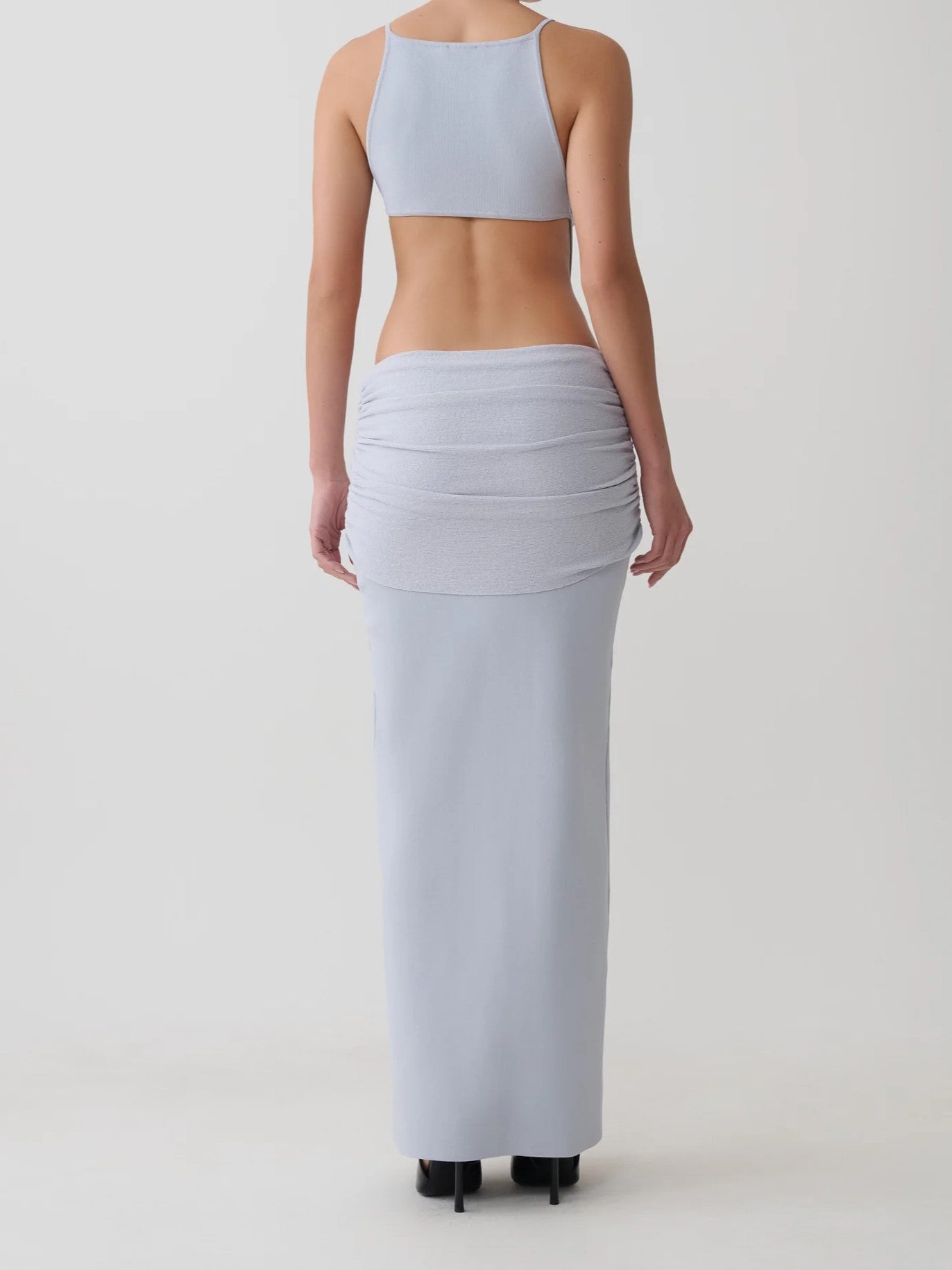 Ivory Halter Cutout Twist Maxi Dress