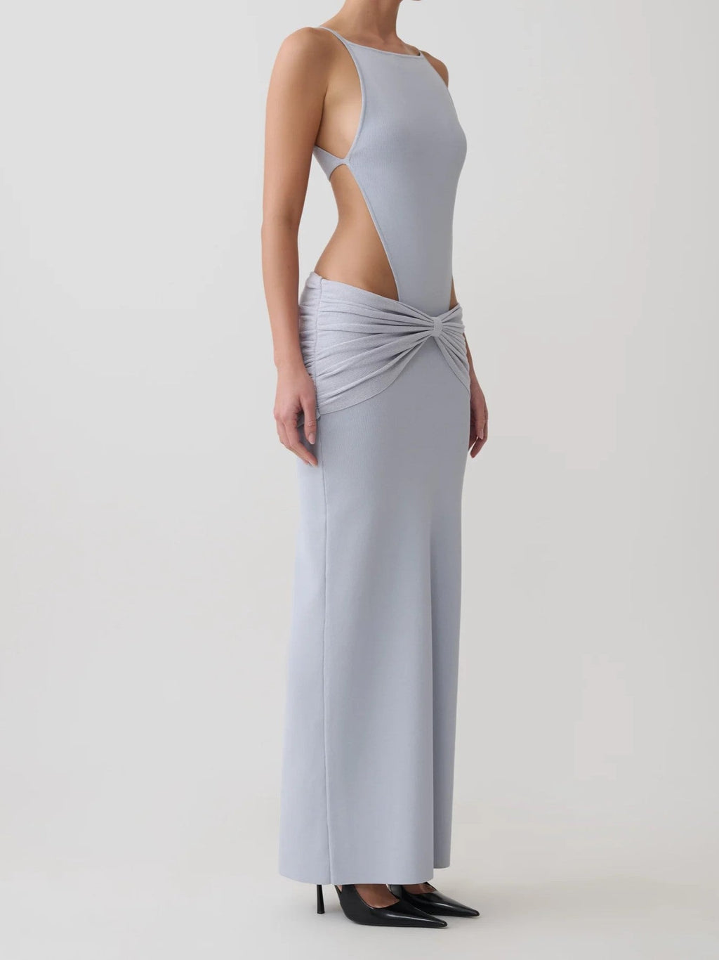 Ivory Halter Cutout Twist Maxi Dress