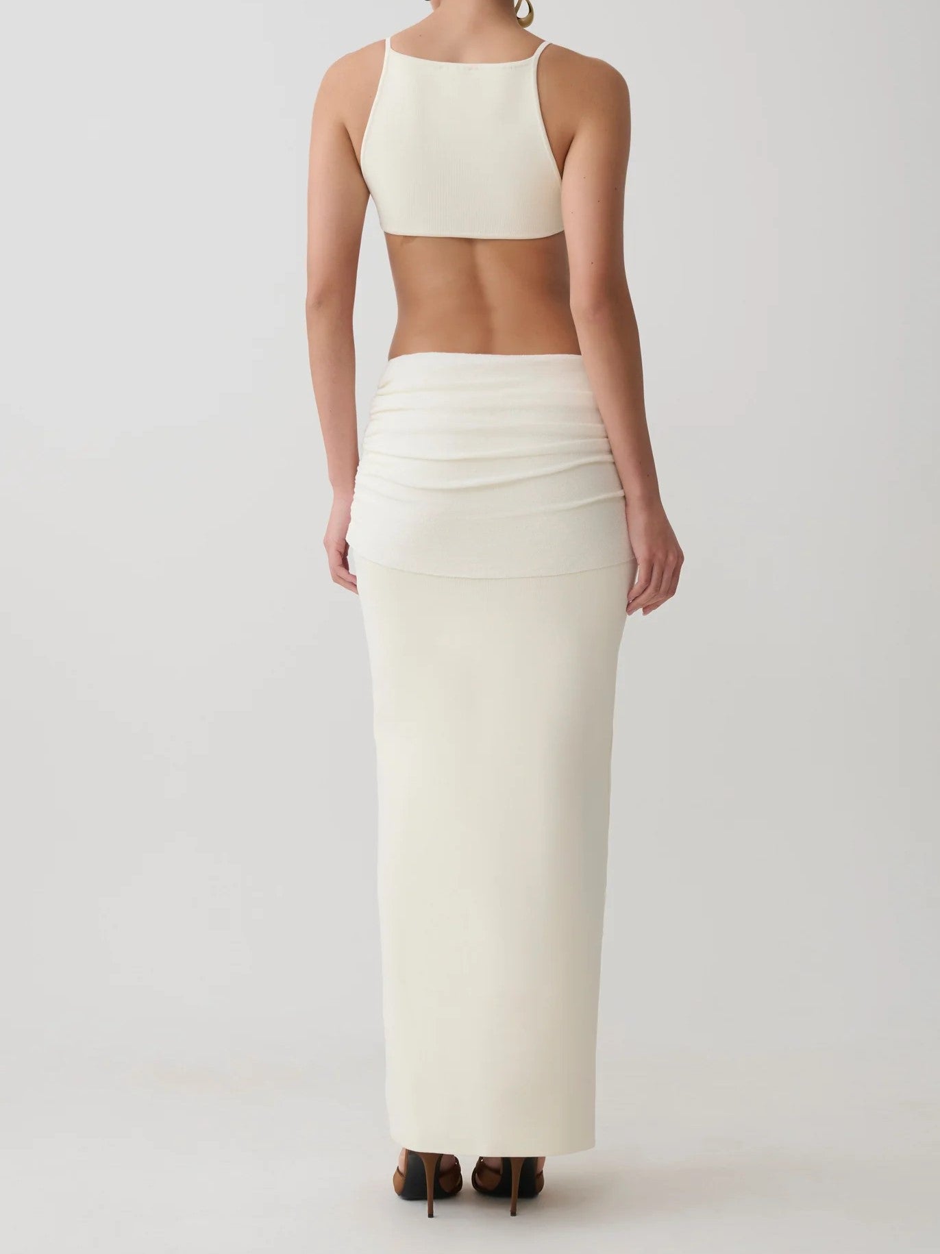 Ivory Halter Cutout Twist Maxi Dress