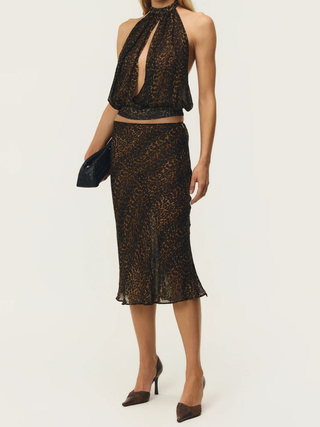 Leopard Print Halter Two-Piece Set