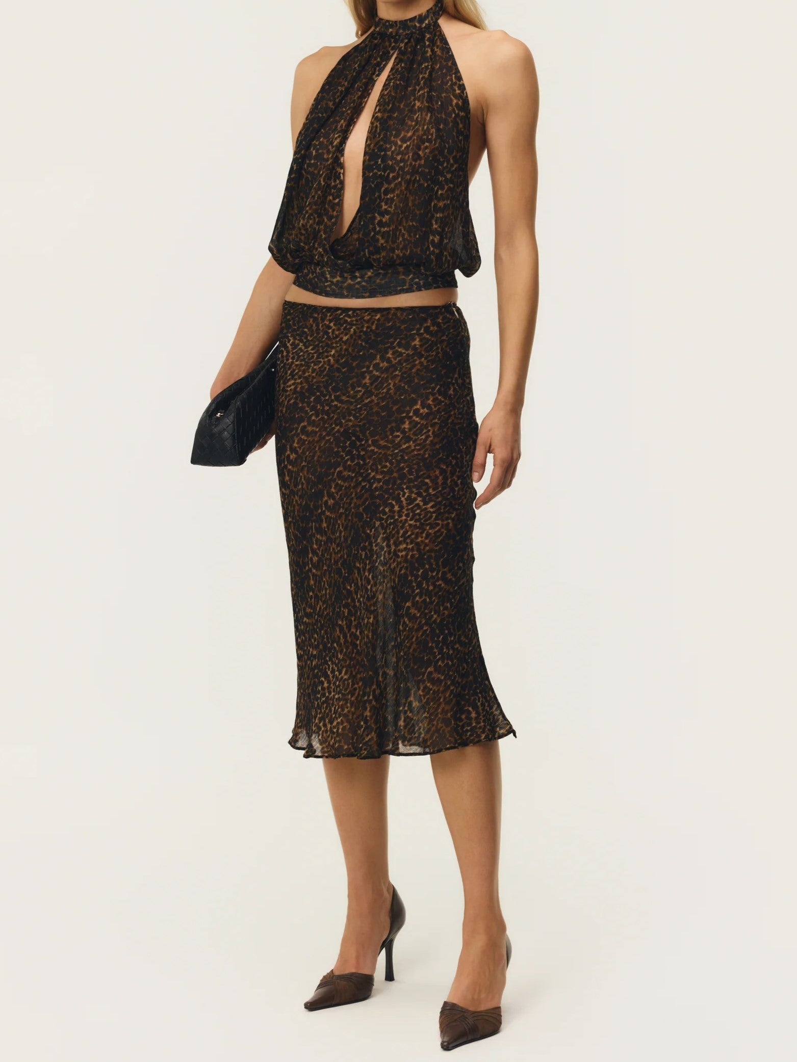 Leopard Print Halter Two-Piece Set