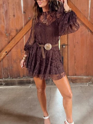 Floral Lace Overlay Mini Dress & Slip Set