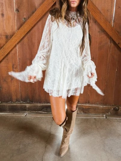 Floral Lace Overlay Mini Dress & Slip Set