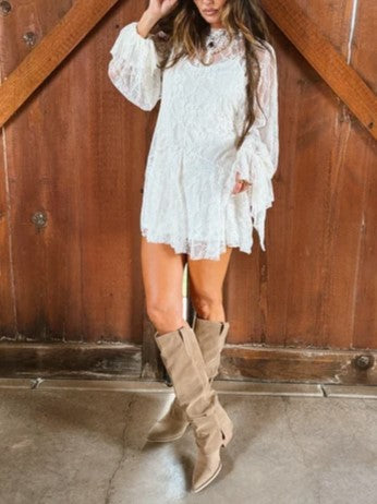 Floral Lace Overlay Mini Dress & Slip Set