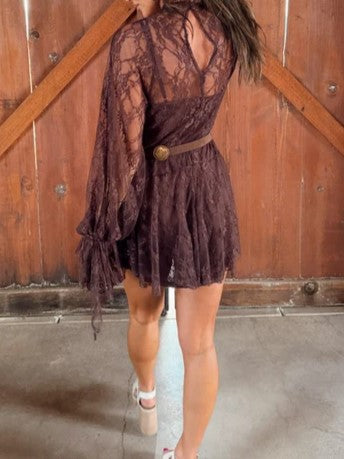 Floral Lace Overlay Mini Dress & Slip Set