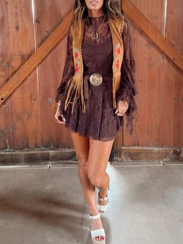 Floral Lace Overlay Mini Dress & Slip Set