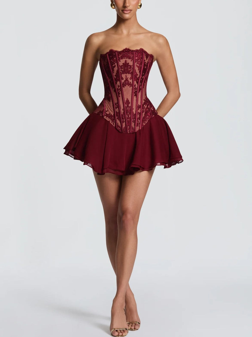 Ruched Corset Two-Piece Skirt Set