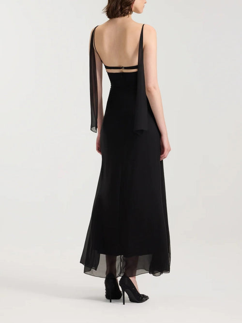 Black Lace Bustier Sheer Maxi Dress