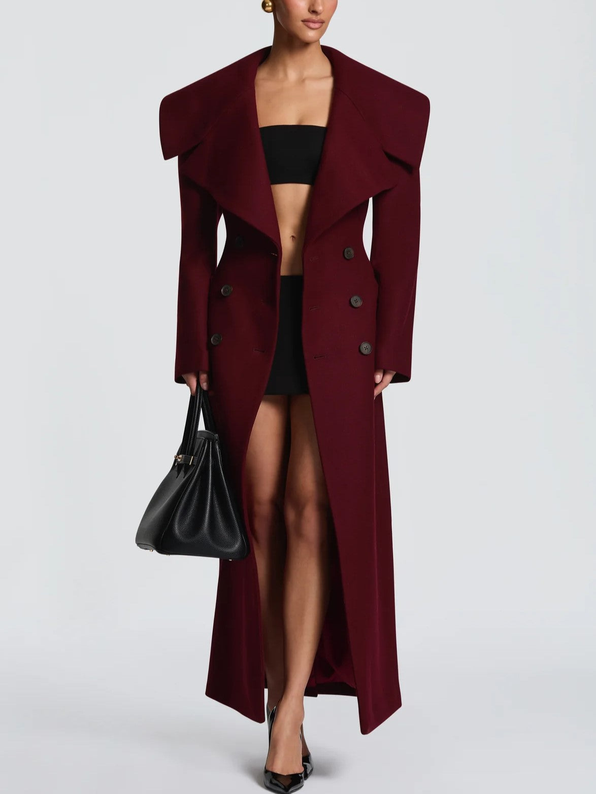 Burgundy Structured Coat Dress